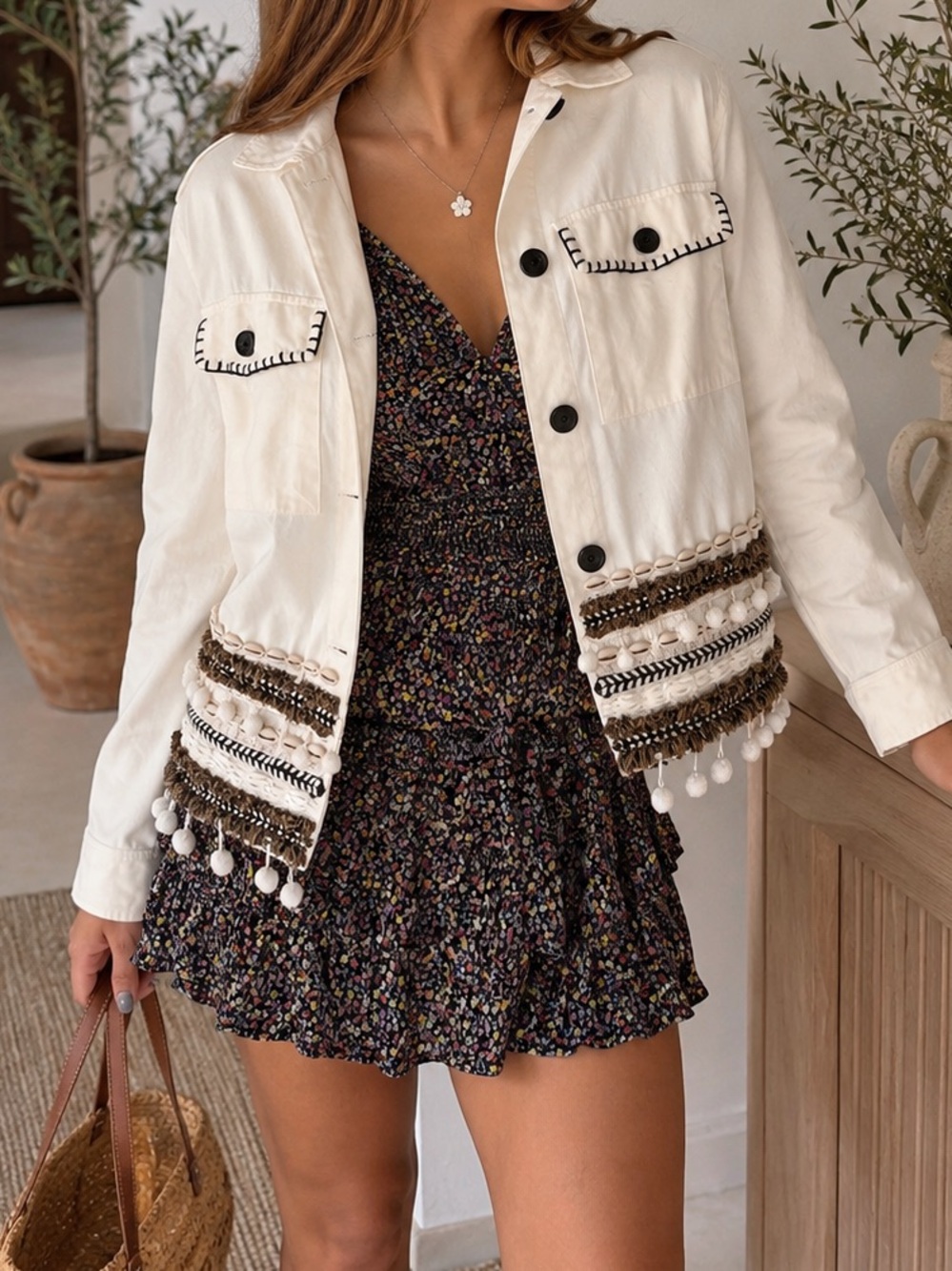 ZARA Cowrie Shell Boho Jacket – Coastal Cool / Indie Sleaze Revival